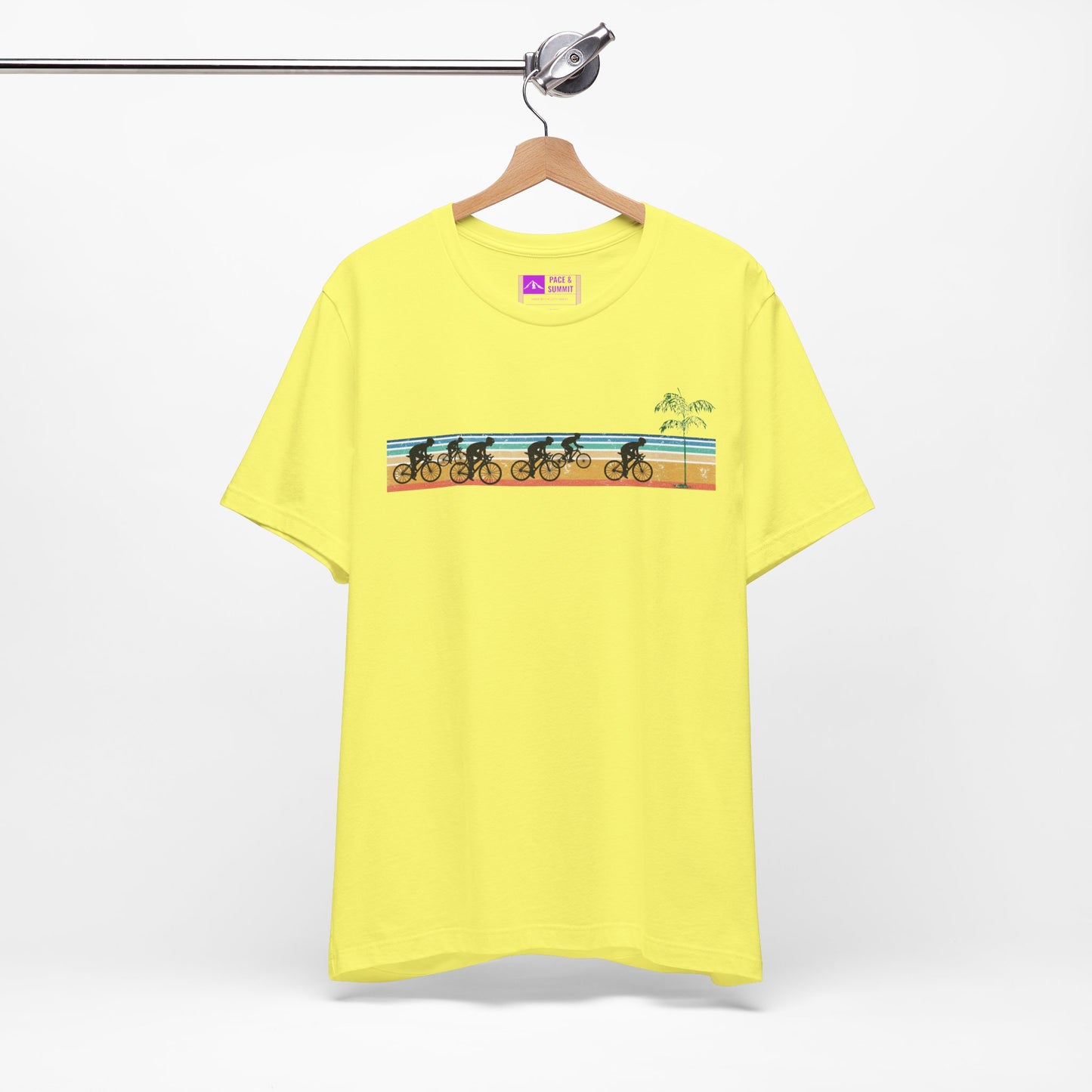 Yellow | 'Beach Ride' Retro Geometric Cycling Fashion Tee