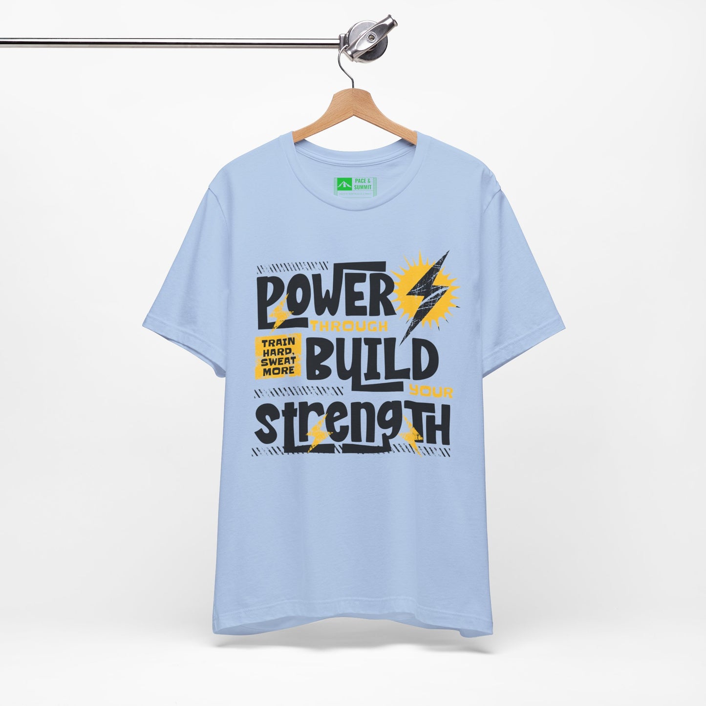 Tropical Blue | 'Power Through' Motivational Gym Workout Tee