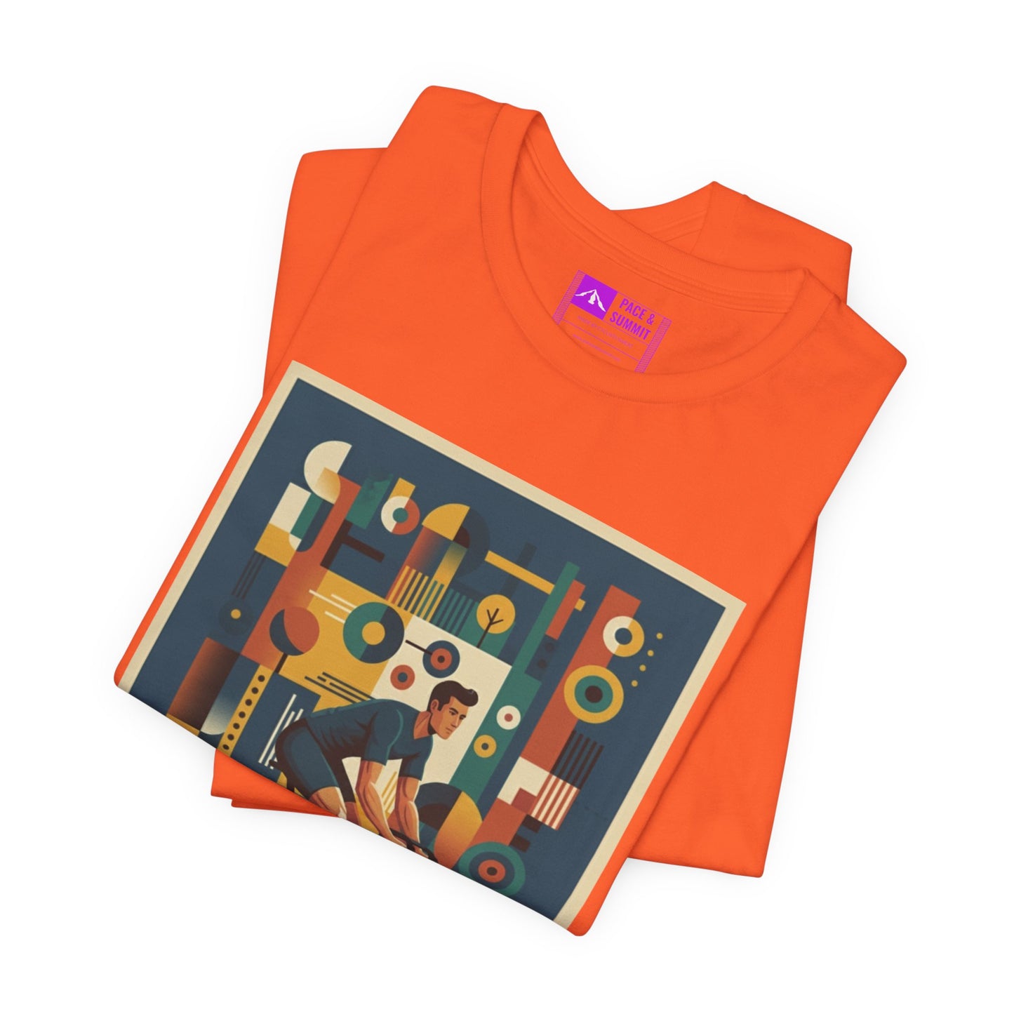 Orange | 'Geometric Bike' 70s Style Cycling Fashion Tee