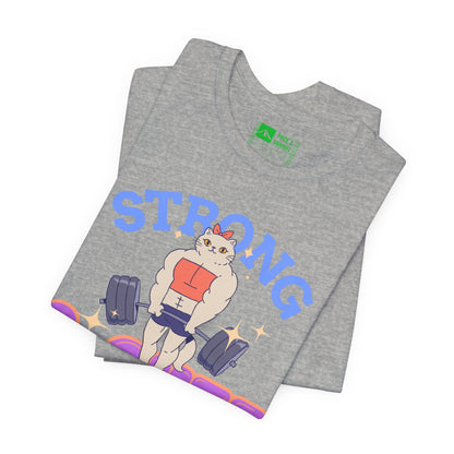 Gray | 'Strong & Cute' Weightlifting Graphic Gym T-Shirt