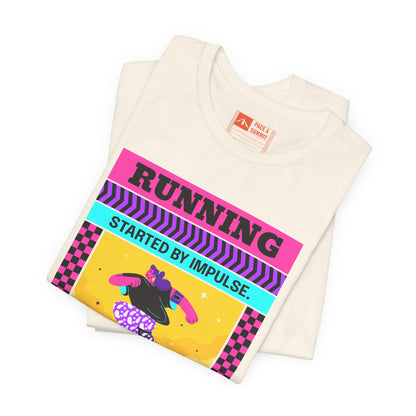 'Running Started by Impulse' Retro Neon Graphic Running Tee