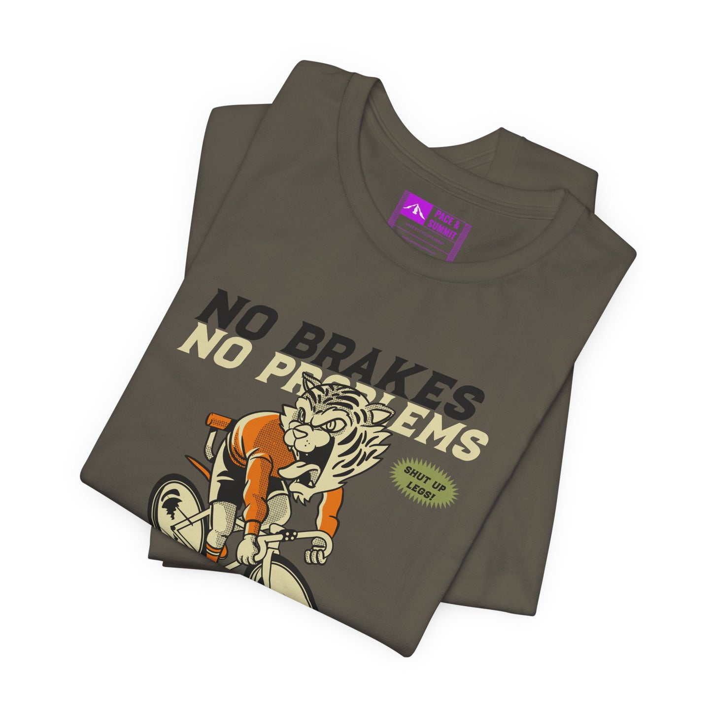 Military Green | 'No Brakes No Problems' Bicycle Graphic Tee