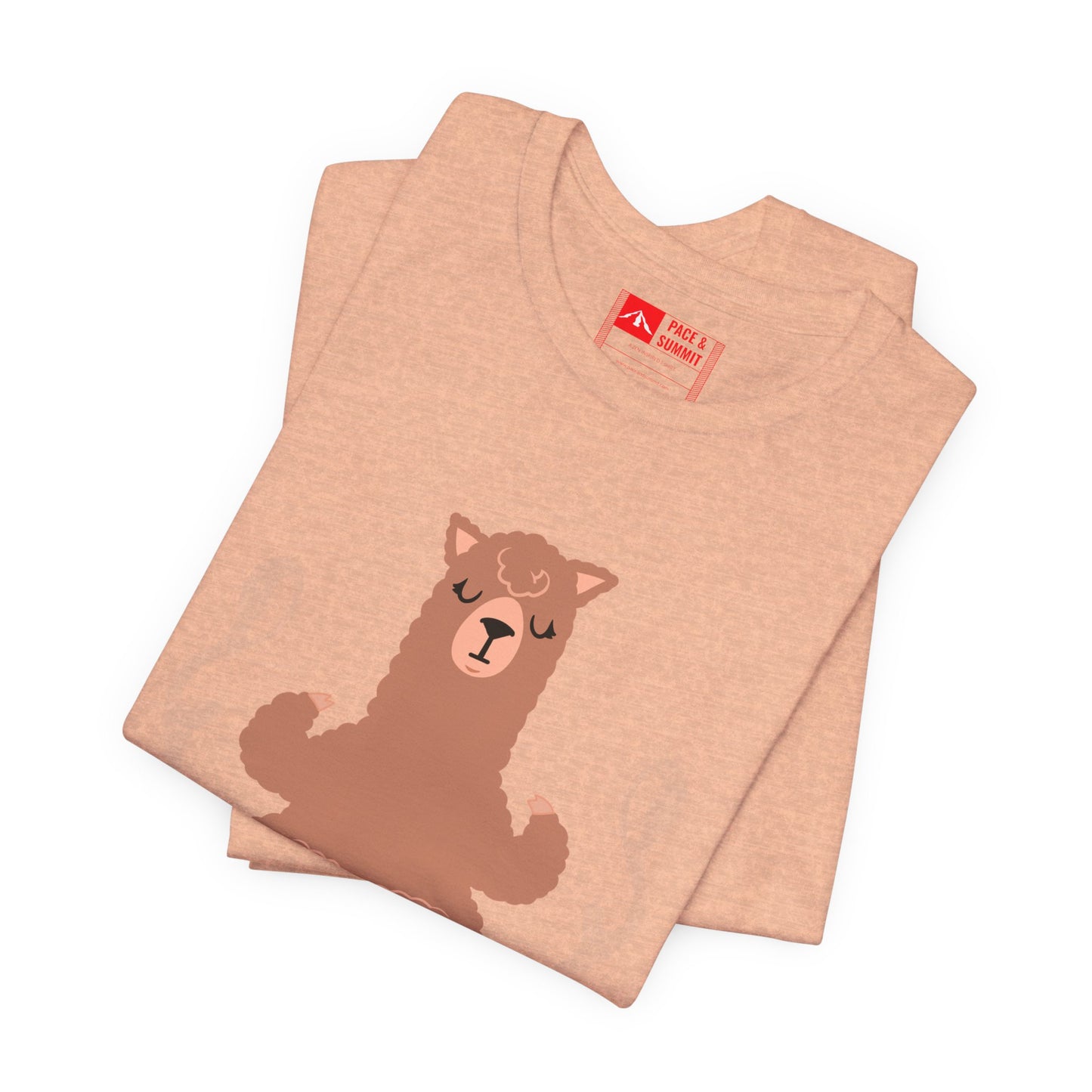 Heather Peach | 'Llamaste' Yoga T-Shirt  Cute Meditating Llama Graphic Tee & Zen Meditation Gift