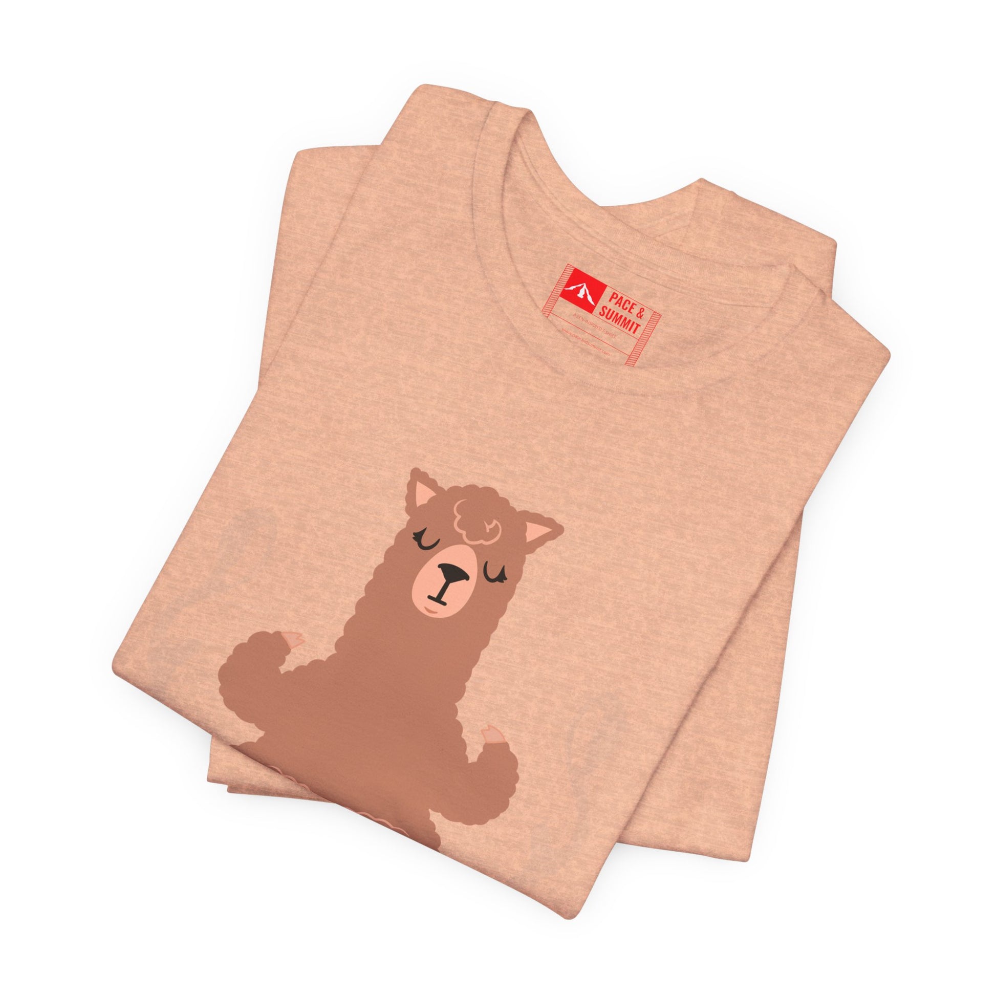 Heather Peach | 'Llamaste' Yoga T-Shirt  Cute Meditating Llama Graphic Tee & Zen Meditation Gift