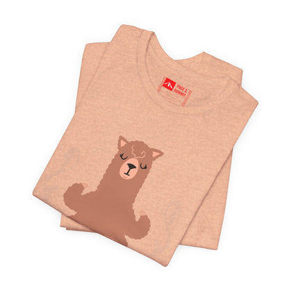 Heather Peach | 'Llamaste' Yoga T-Shirt  Cute Meditating Llama Graphic Tee & Zen Meditation Gift