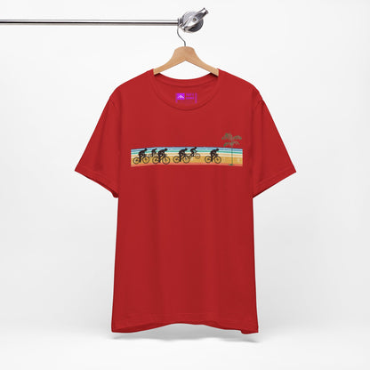 Red | 'Beach Ride' Retro Geometric Cycling Fashion Tee