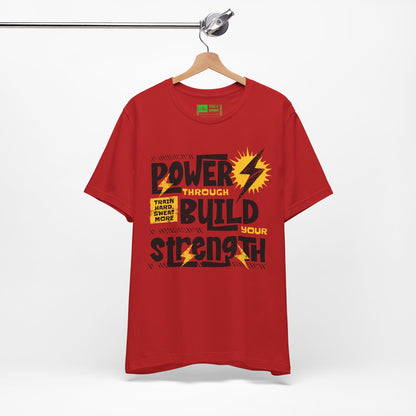 Red | 'Power Through' Motivational Gym Workout Tee