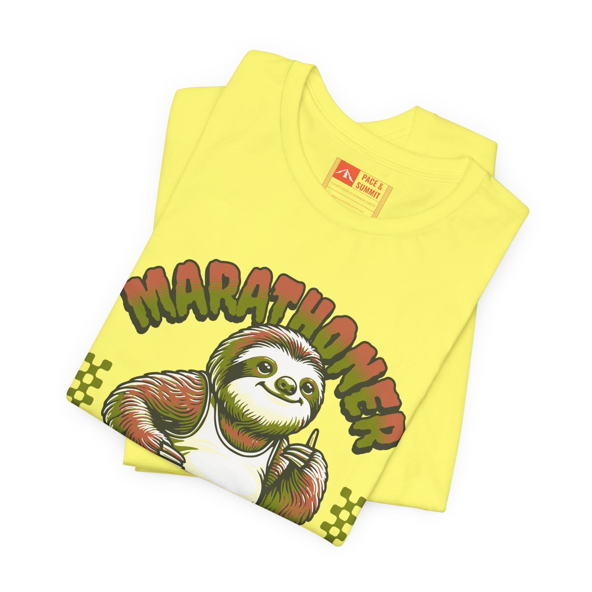 Yellow | 'Marathoner Sloth' Funny Running Graphic Tee