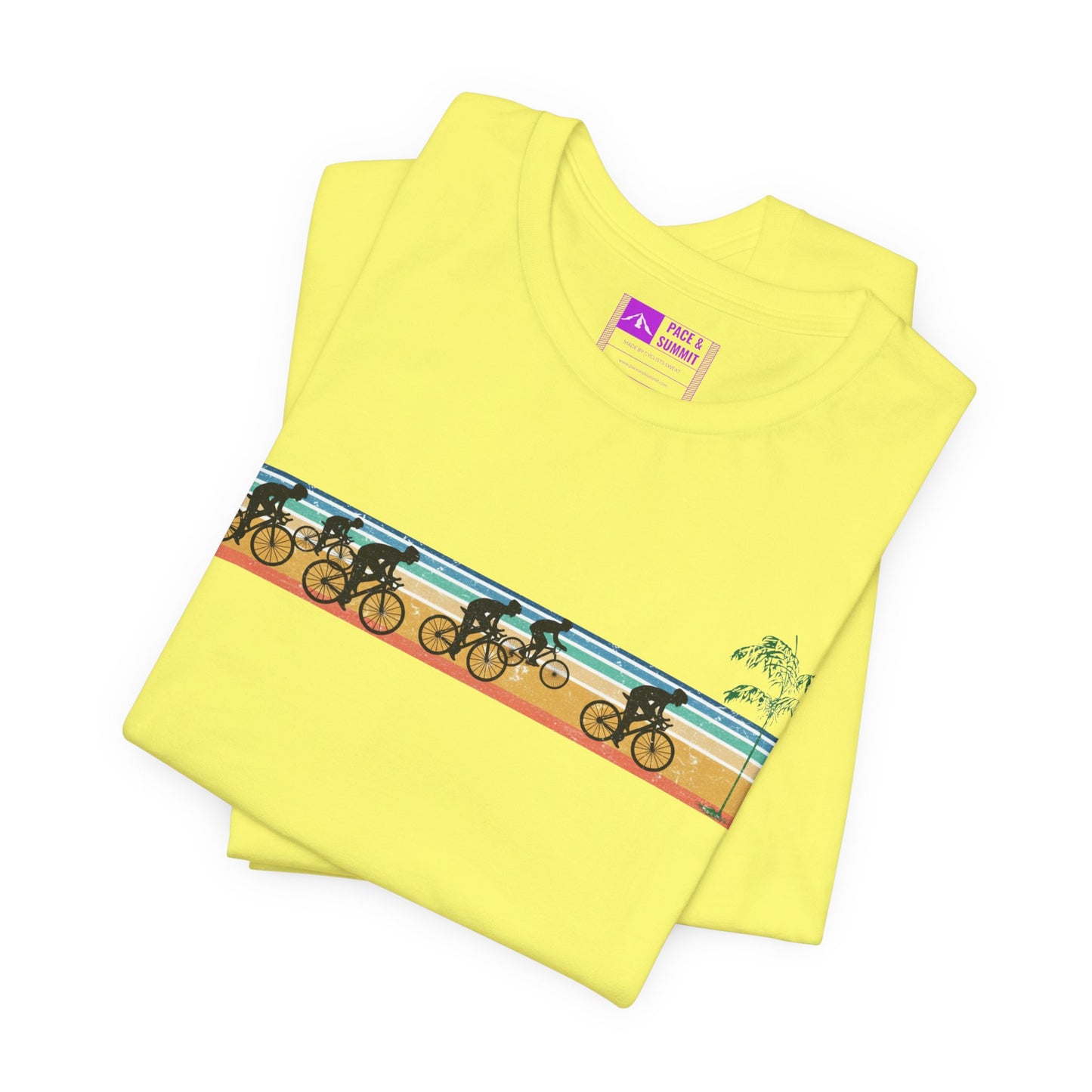 Yellow | 'Beach Ride' Retro Geometric Cycling Fashion Tee