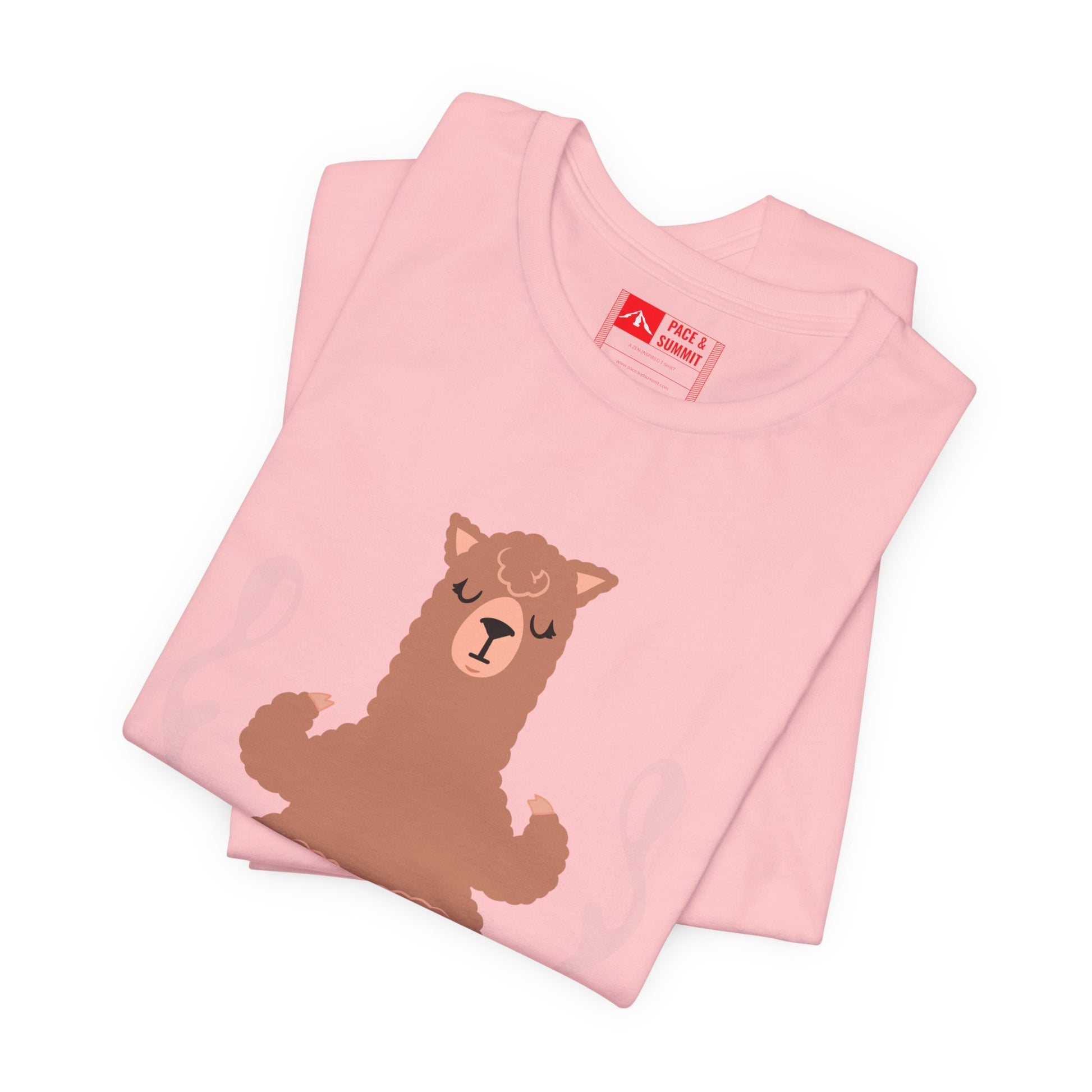 Pink | 'Llamaste' Yoga T-Shirt  Cute Meditating Llama Graphic Tee & Zen Meditation Gift