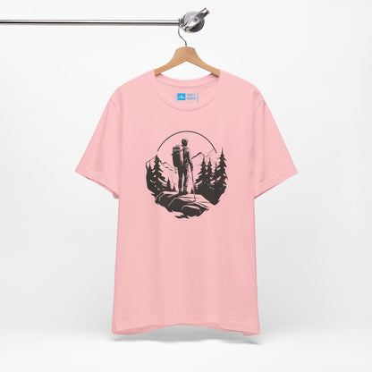 Pink | 'Summit Path' Minimalist Mountain Fashion Tee