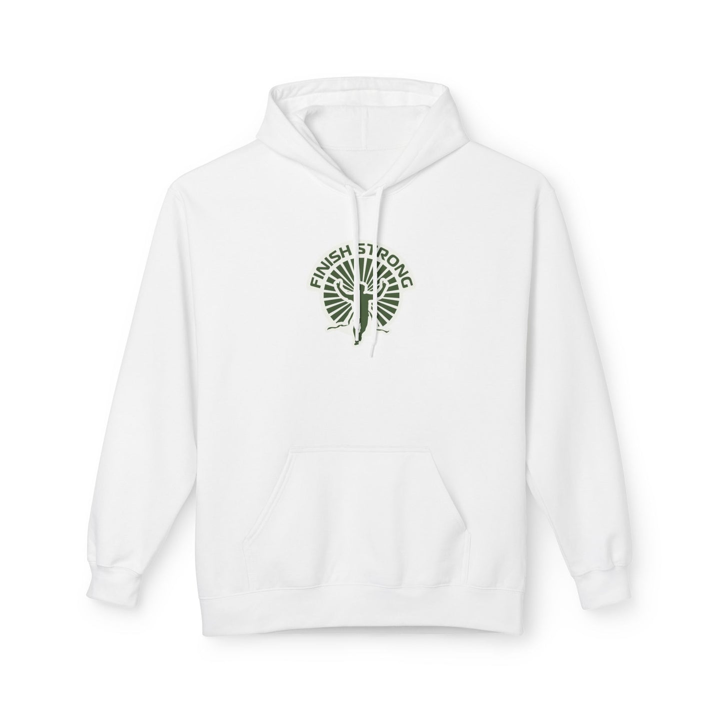 White | 'Finish Strong' Laurel Emblem Collegiate Running Hoodie