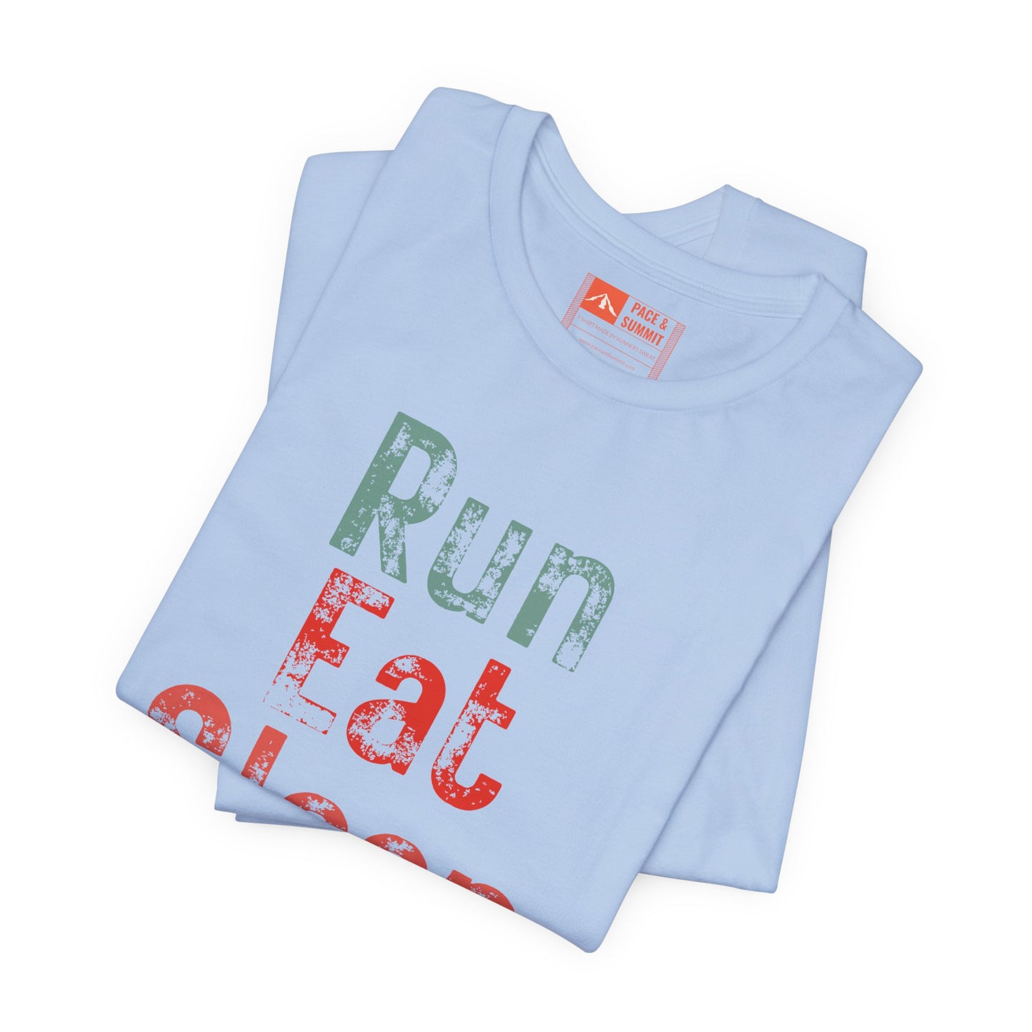 Tropical Blue | 'Run Eat Sleep Repeat' Motivational Running Tee - Performance Athletic Shirt & Workout Gift