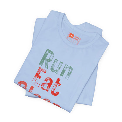 Tropical Blue | 'Run Eat Sleep Repeat' Motivational Running Tee - Performance Athletic Shirt & Workout Gift