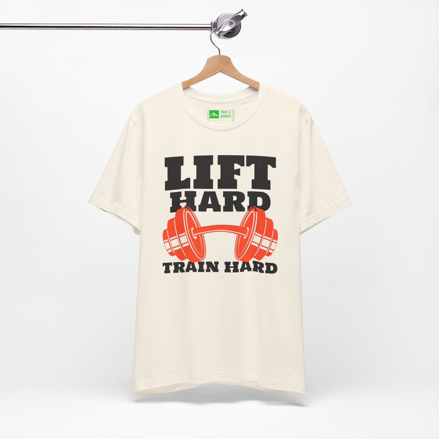Natural | 'Lift Hard Train Hard' Weightlifting Gym T-Shirt
