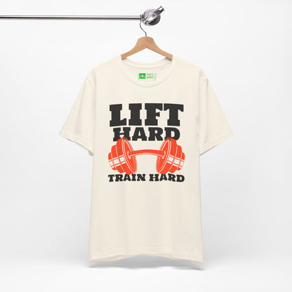 Natural | 'Lift Hard Train Hard' Weightlifting Gym T-Shirt