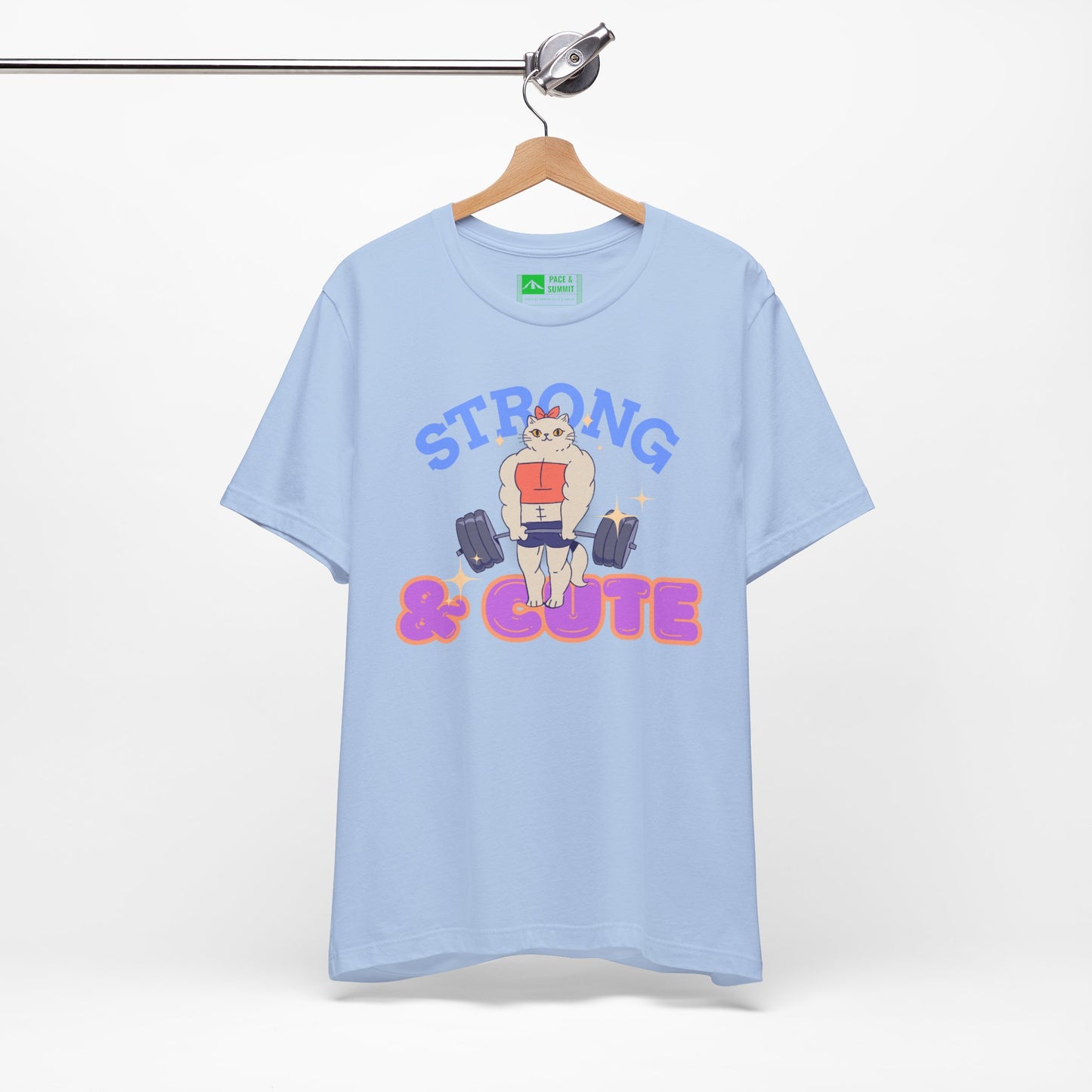 Tropical Blue | 'Strong & Cute' Weightlifting Graphic Gym T-Shirt