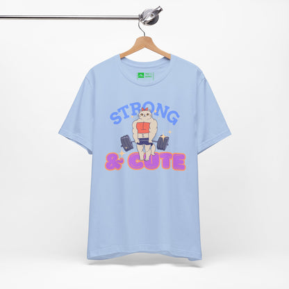 Tropical Blue | 'Strong & Cute' Weightlifting Graphic Gym T-Shirt