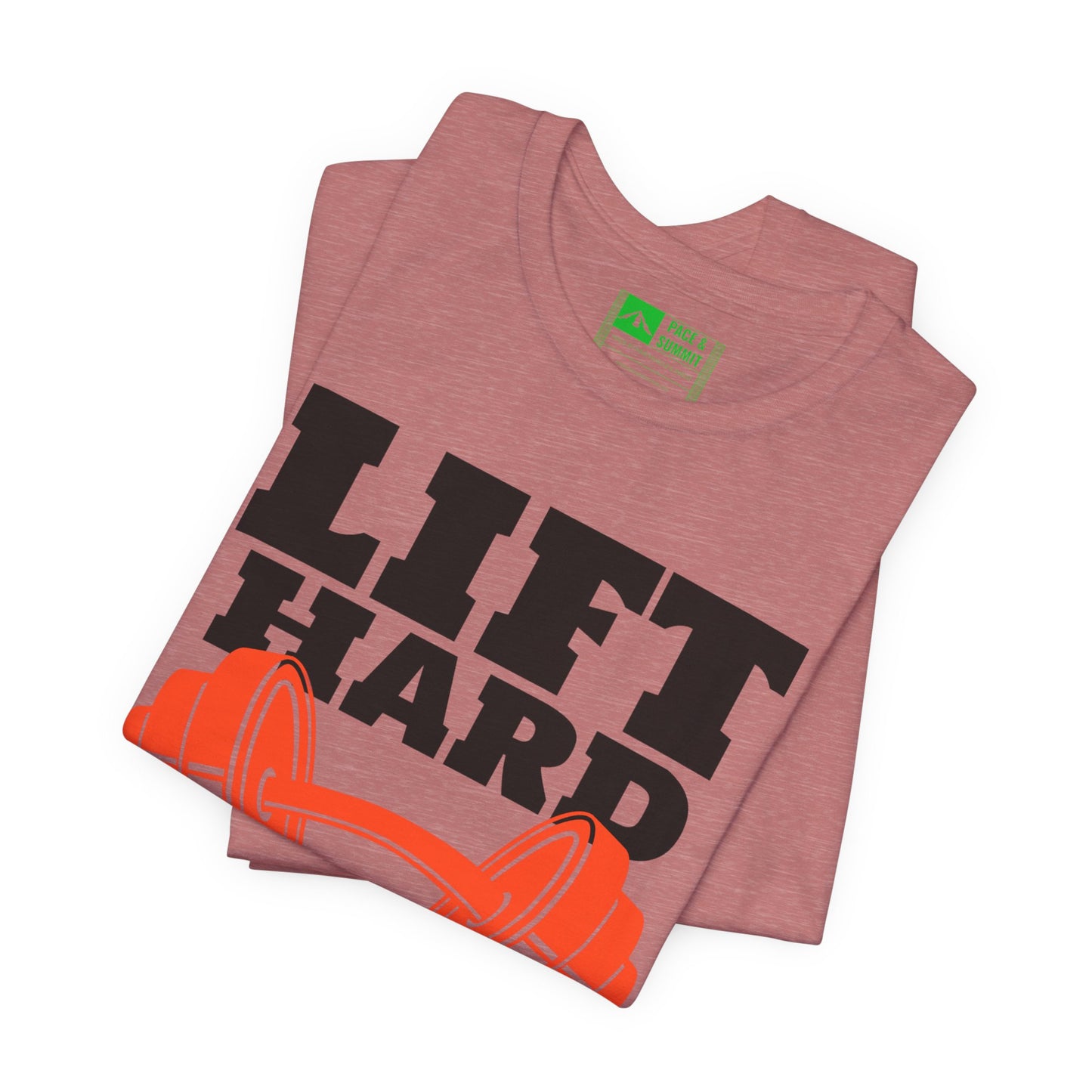 Rose Gold | 'Lift Hard Train Hard' Weightlifting Gym T-Shirt
