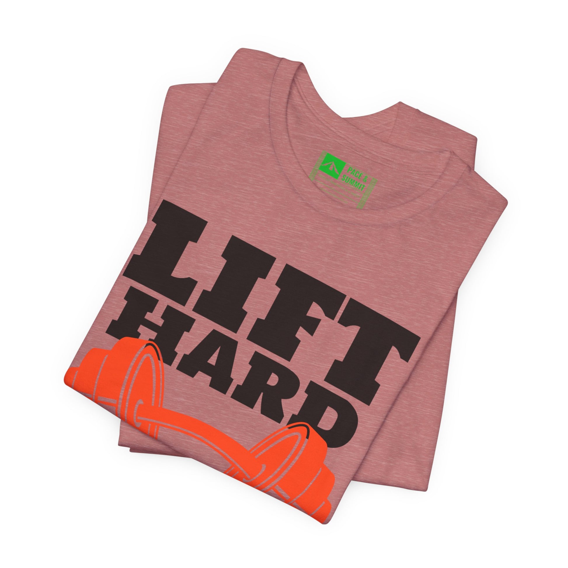 Rose Gold | 'Lift Hard Train Hard' Weightlifting Gym T-Shirt