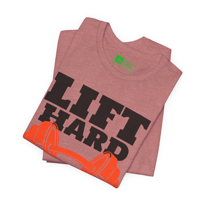 Rose Gold | 'Lift Hard Train Hard' Weightlifting Gym T-Shirt