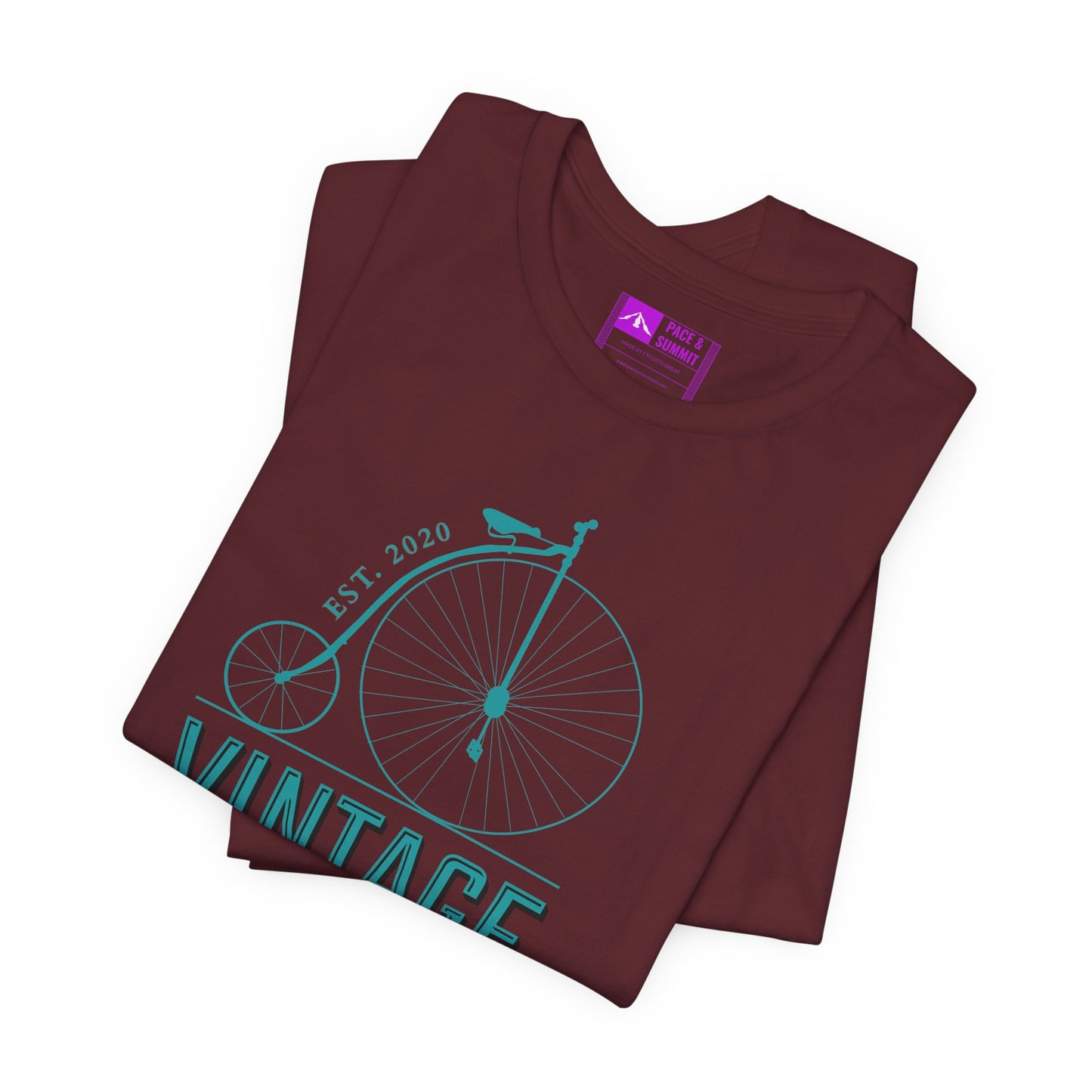 Maroon | 'Vintage Penny Farthing' Retro Bicycle Graphic Tee