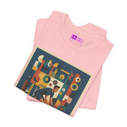 Pink | 'Geometric Bike' 70s Style Cycling Fashion Tee 