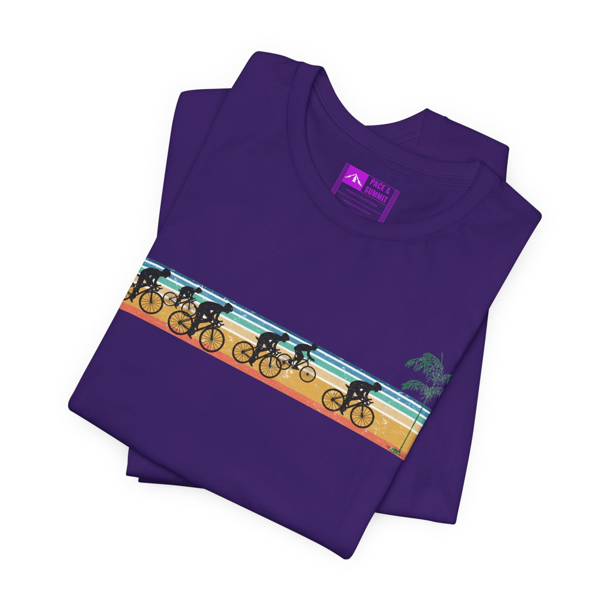 Purple | 'Beach Ride' Retro Geometric Cycling Fashion Tee
