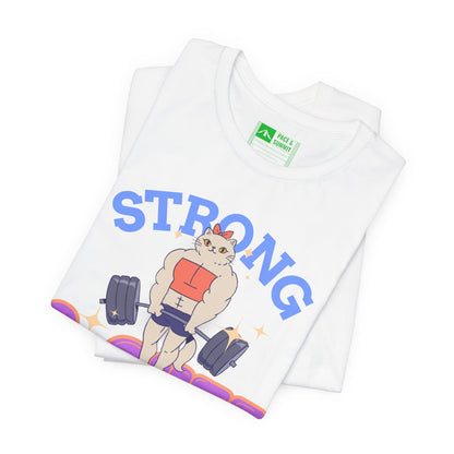 White | 'Strong & Cute' Weightlifting Graphic Gym T-Shirt