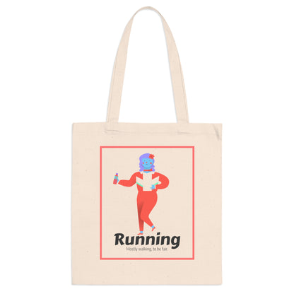 'Running (Mostly Walking)' Funny Fitness Canvas Tote Bag