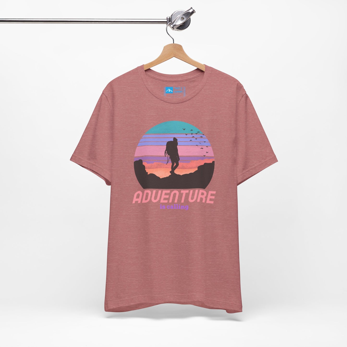 Rose Gold | 'Adventure Is Calling' Retro Hiker Graphic Fashion Tee