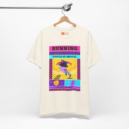 'Running Started by Impulse' Retro Neon Graphic Running Tee