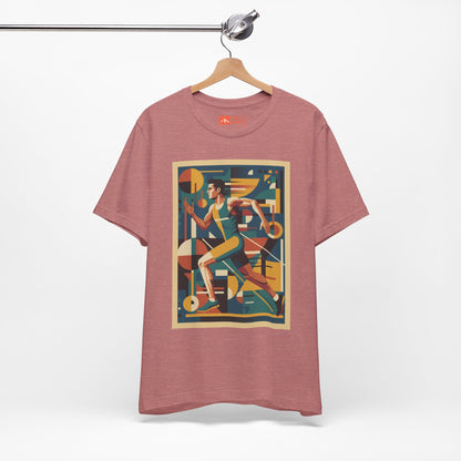 'Runner Geometric Art' Retro Athletic Poster Design Tee