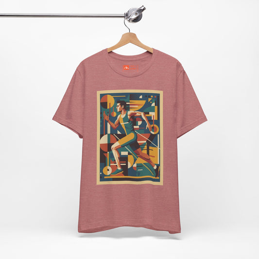'Runner Geometric Art' Retro Athletic Poster Design Tee