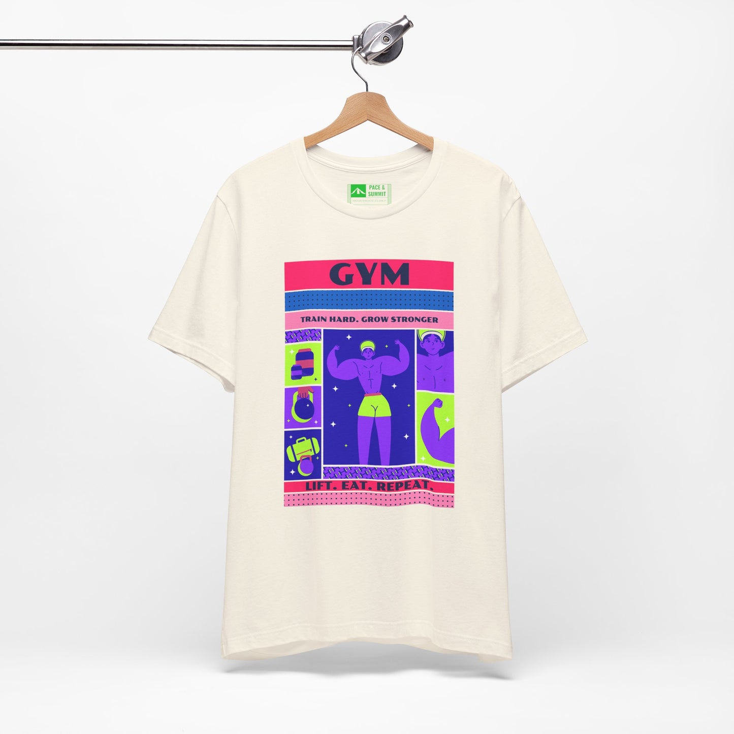 Natural | 'Train Hard' Poster-Art Gym Culture Tee 