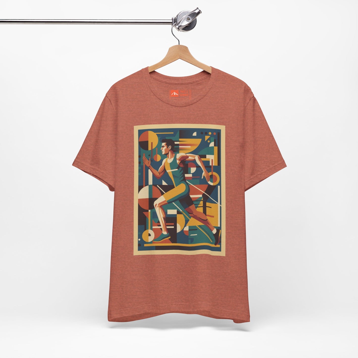 'Runner Geometric Art' Retro Athletic Poster Design Tee