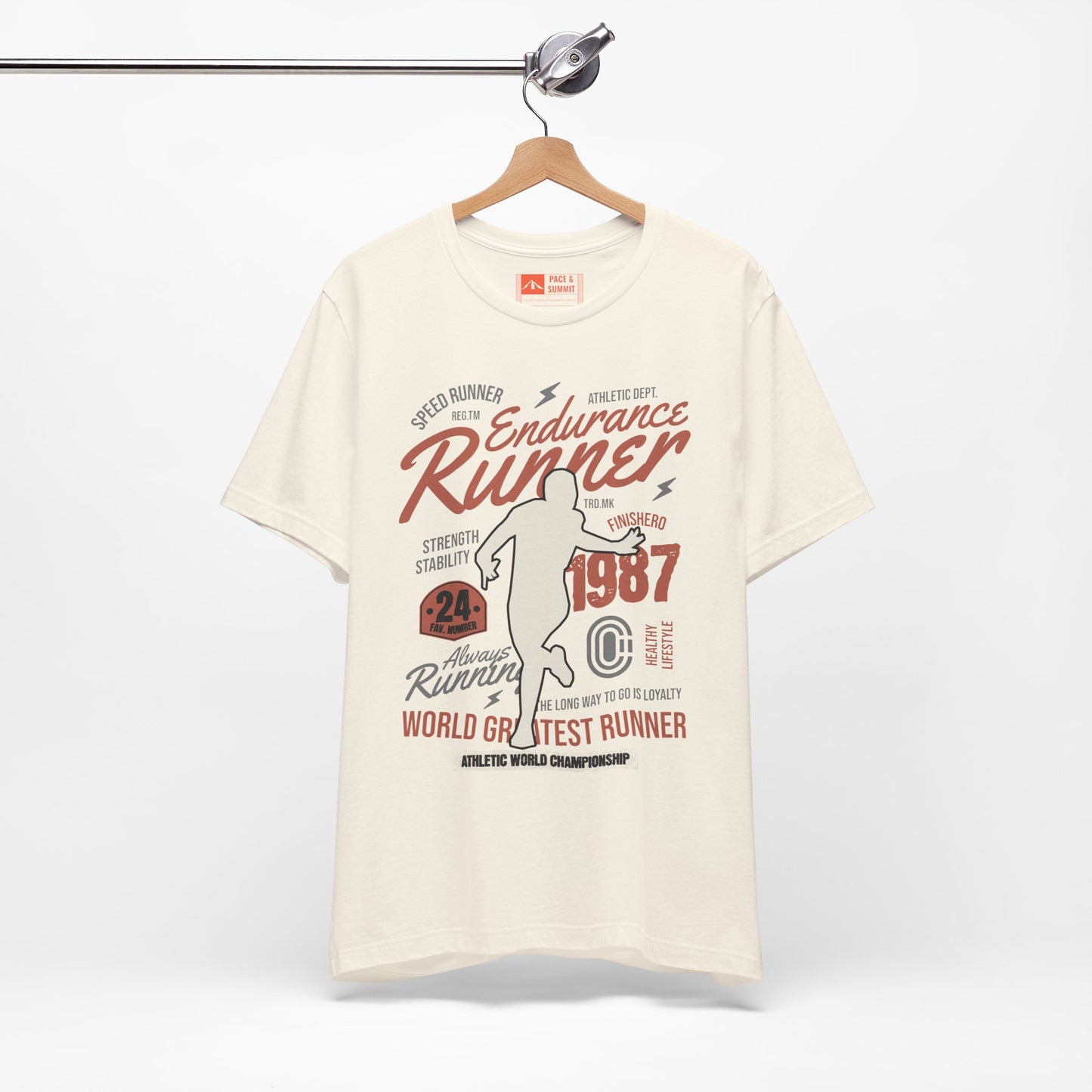 Natural | 'Endurance 1987' Vintage Marathon Runner Graphic Tee 