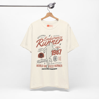 Natural | 'Endurance 1987' Vintage Marathon Runner Graphic Tee 