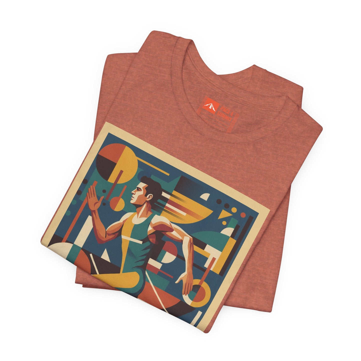 'Runner Geometric Art' Retro Athletic Poster Design Tee