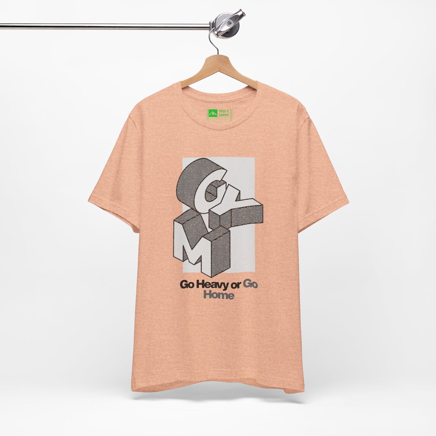 Heather Peach | 'Go Heavy' 3D Block Gym Culture Tee