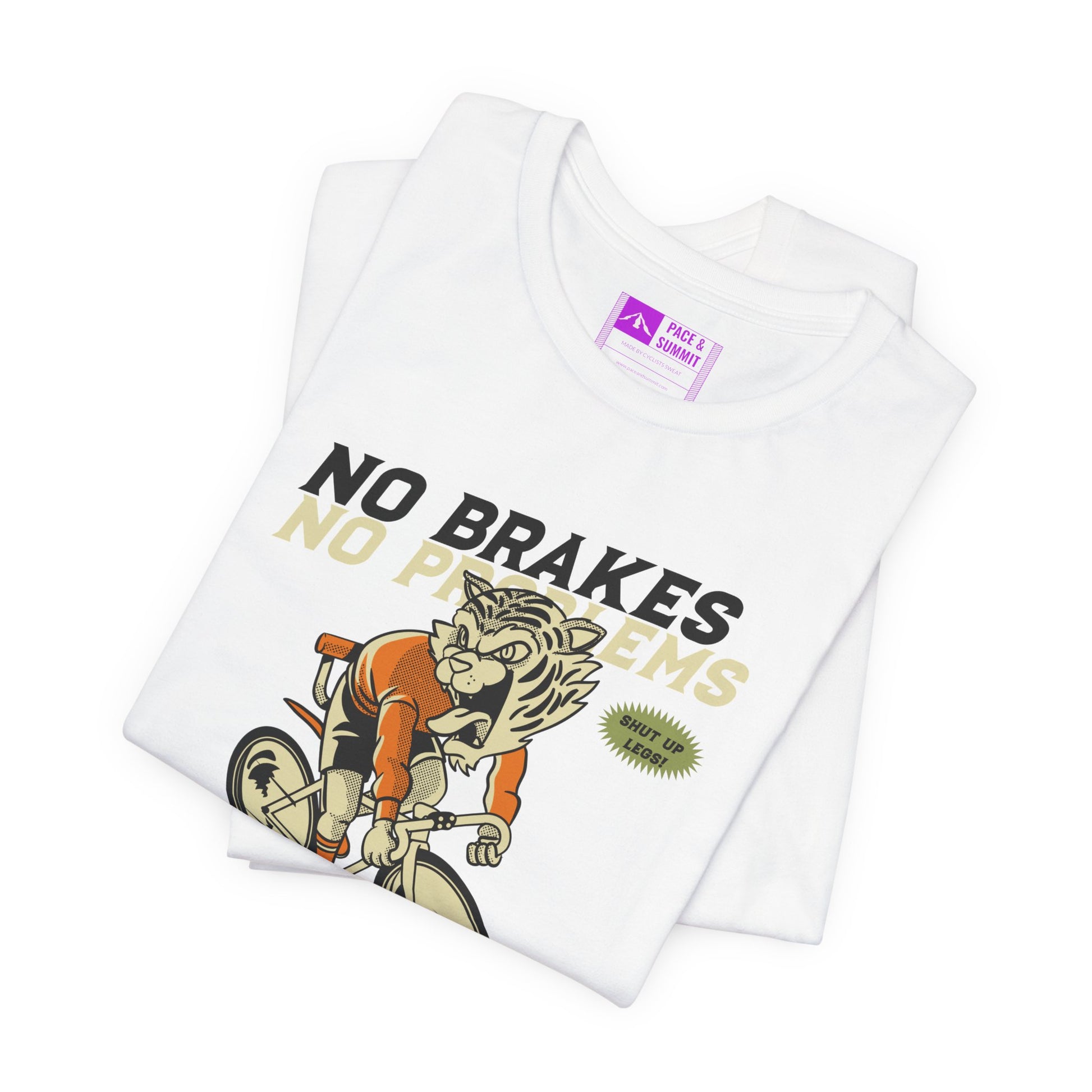White | 'No Brakes No Problems' Bicycle Graphic Tee