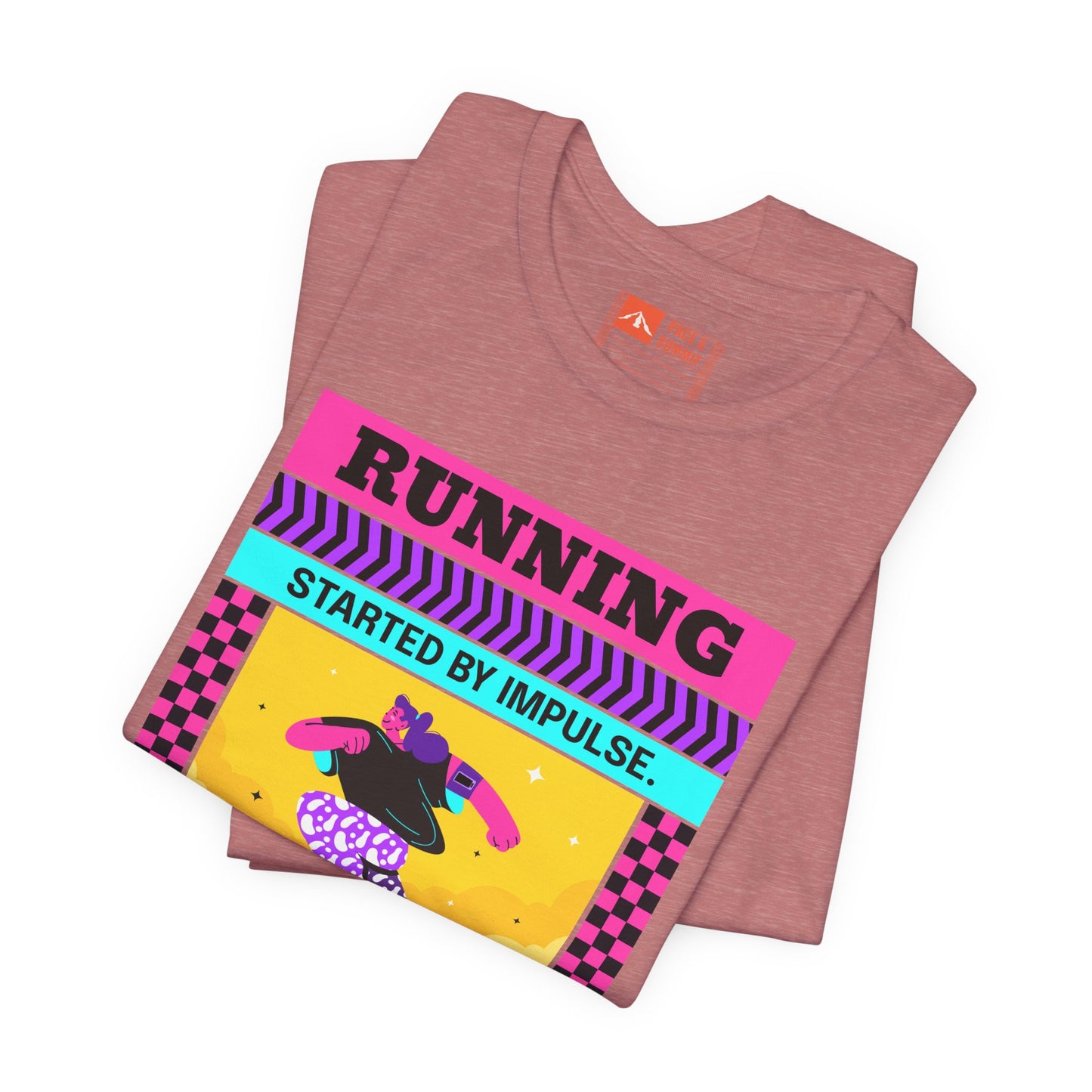 'Running Started by Impulse' Retro Neon Graphic Running Tee