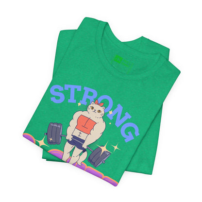 Green | 'Strong & Cute' Weightlifting Graphic Gym T-Shirt