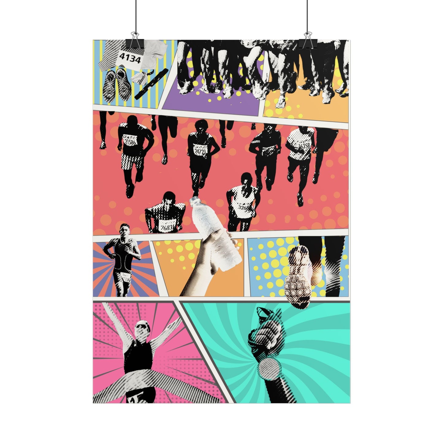 11.7" x 16".5 (A3) | 'Running Marathon' Pop Art Colourful Race Wall Art Poster