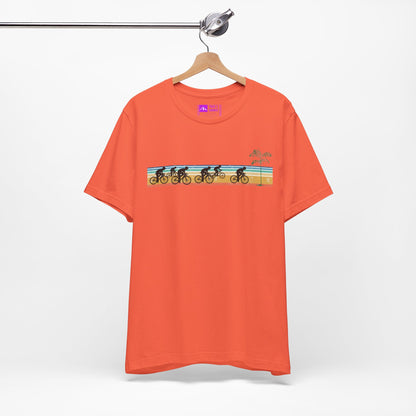 Orange | 'Beach Ride' Retro Geometric Cycling Fashion Tee