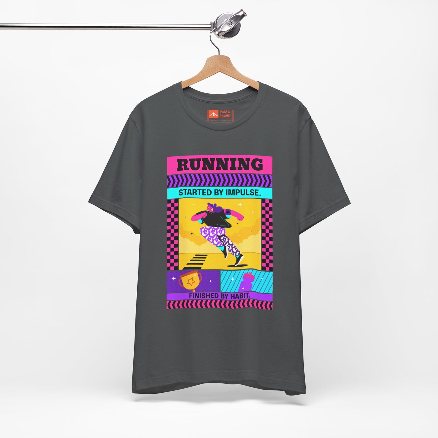 'Running Started by Impulse' Retro Neon Graphic Running Tee