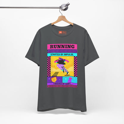 'Running Started by Impulse' Retro Neon Graphic Running Tee