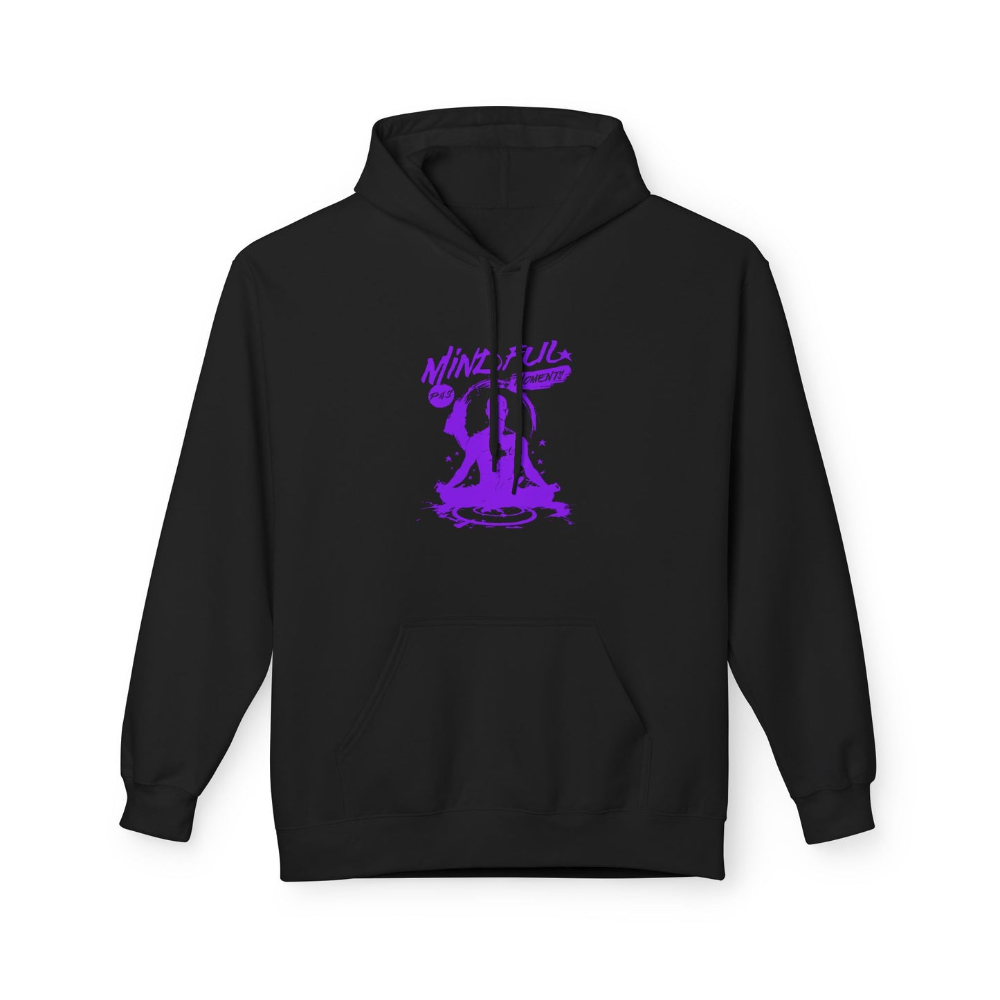 Black | 'Mindful Zen' Purple Spiritual Graphic Fleece Hoodie