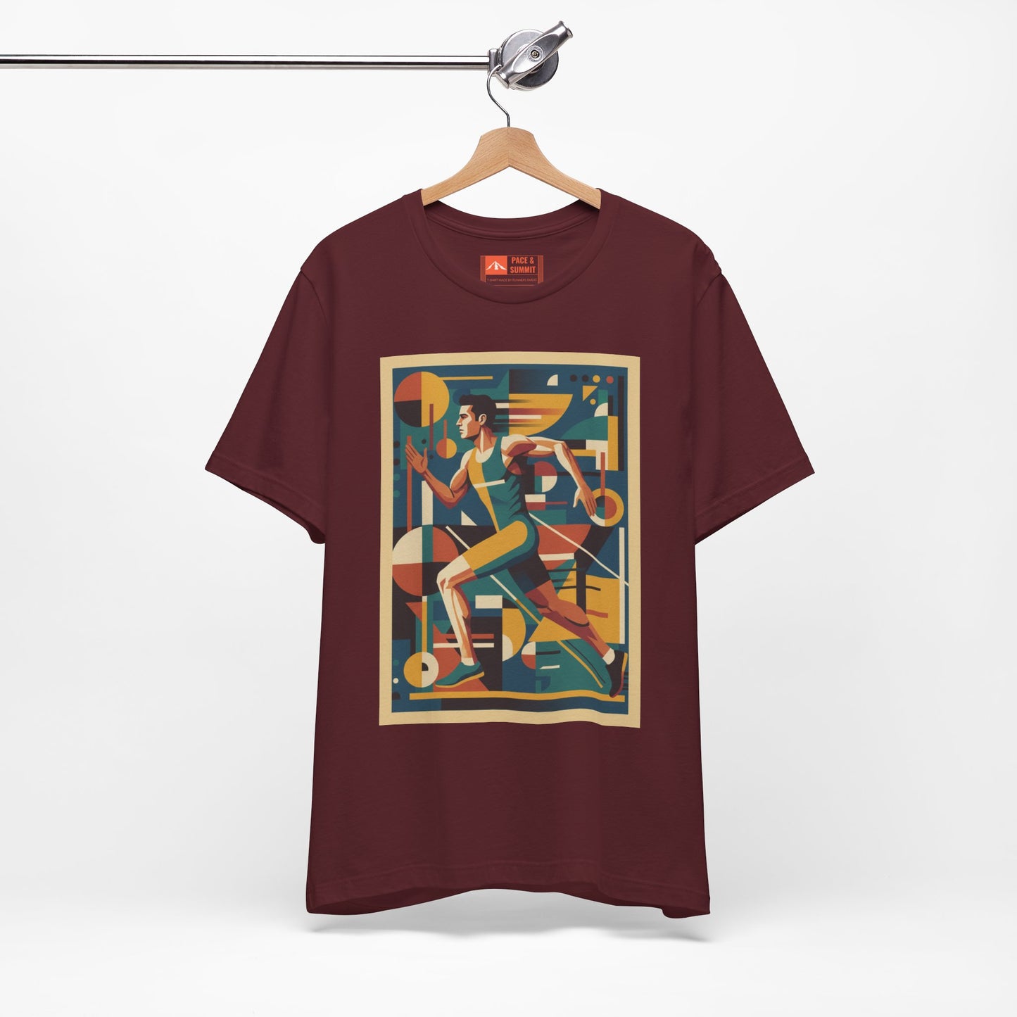 'Runner Geometric Art' Retro Athletic Poster Design Tee