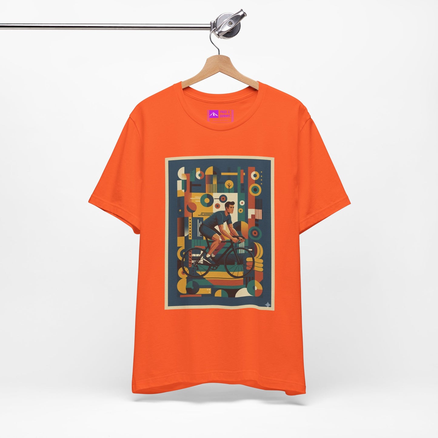 Orange | 'Geometric Bike' 70s Style Cycling Fashion Tee